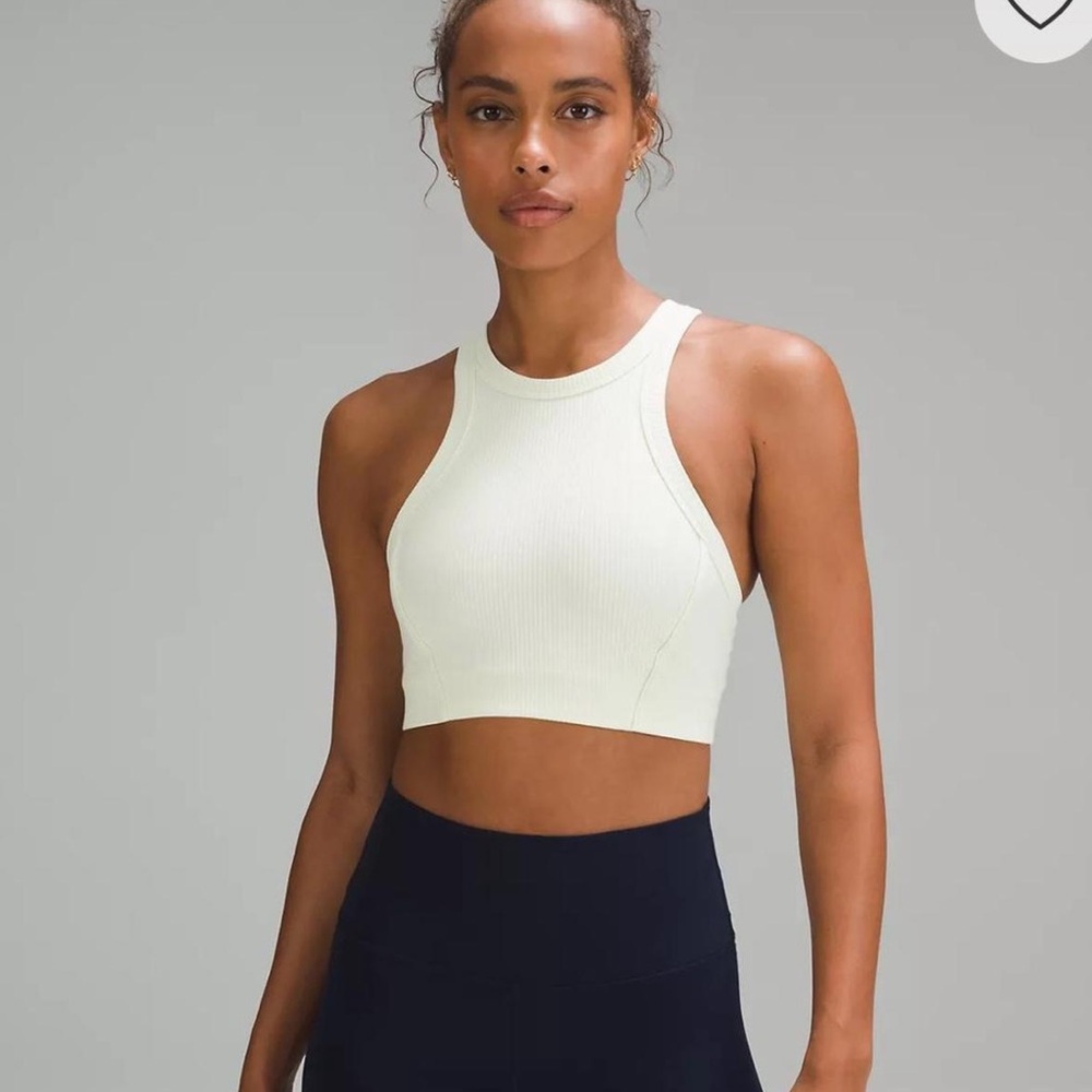 Lululemon Ribbed Nulu High-Neck Yoga Bra - Size 6 - Tidewater Teal Pilates Gym